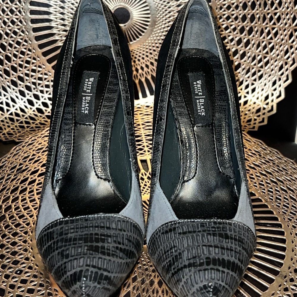 White House Black Market Black and Gray Heels